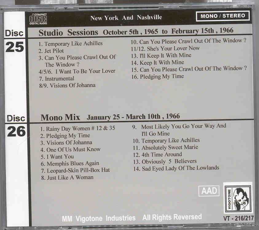Bob Dylan - 1966 Definitive Collection Jewels & Binoculars   25/26 ( Vigotone )  ( 2 CD SET )