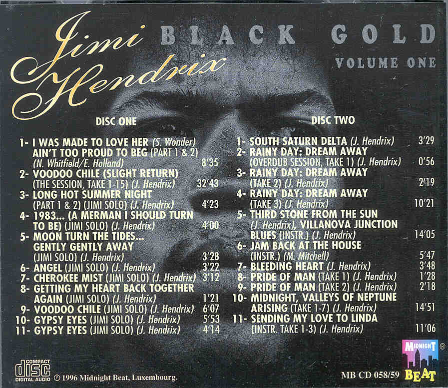Jimi Hendrix - Black Gold Vol. 1 ( 2 CD Set ) ( Midnight Beat )( Excellent Collection of Studio Outtakes )