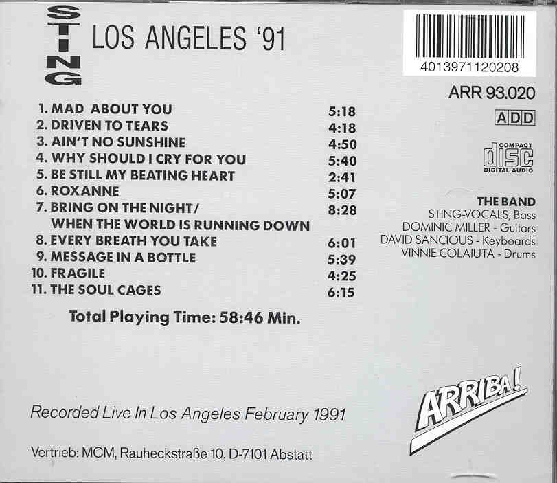 Sting / The Police - Los Angeles '91 ( Live in LA , CA , USA , February 1991 )
