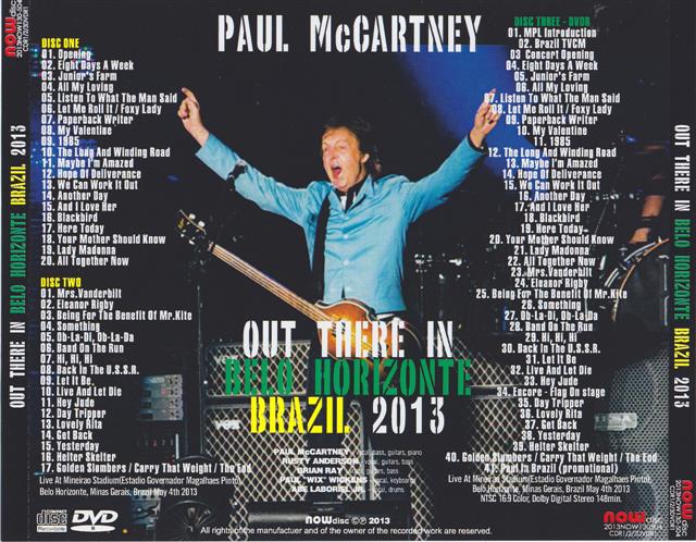 Paul McCartney - Out There In Belo Horizonte 2013 ( 2 CD 1 DVD ) ( Mineirao Stadium ,Belo Horizonte, Minas Gerais, Brazil May 4th 2013 )