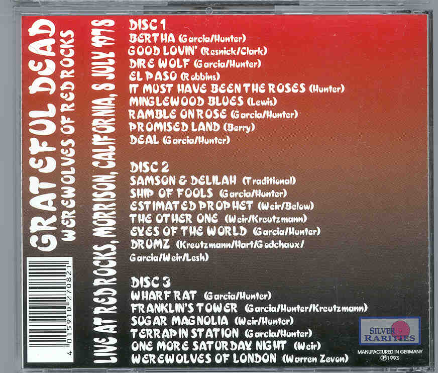 Grateful Dead - Werewolves Of Red Rocks ( 3 cd set ) ( Silver Rarities ) ( Morison , CA , USA ,  July 8th , 1978 )