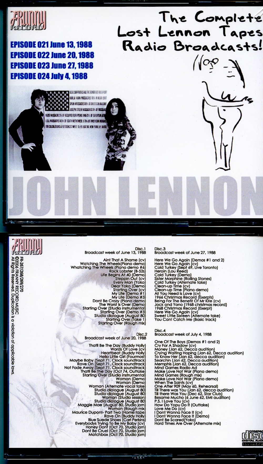 John Lennon - The Complete Lennon Tapes Rdio Broadcasts Vol 1 ( 4 CD SET ) ( Westwood One COMPLETE Radio broadcast 1988 - Episodes 021-022-023-024 )