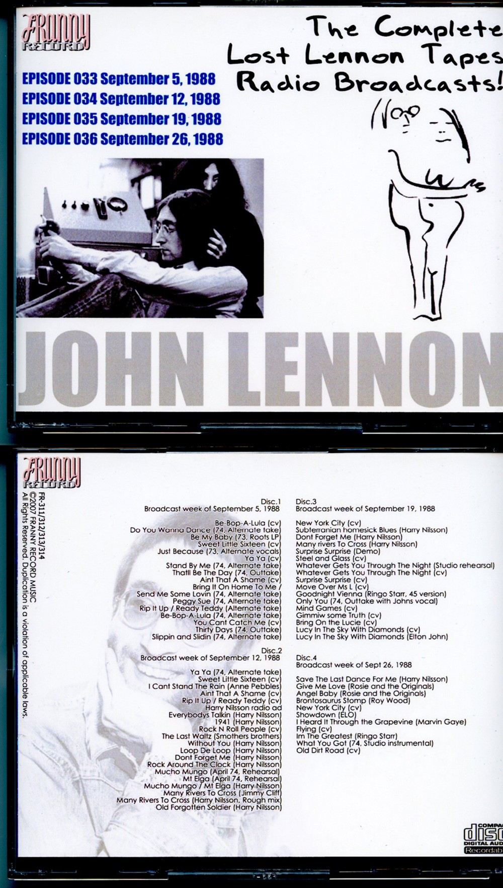 John Lennon - The Complete Lennon Tapes Rdio Broadcasts Vol 1 ( 4 CD SET ) ( Westwood One COMPLETE Radio broadcast 1988 - Episodes 033-034-035-036 )