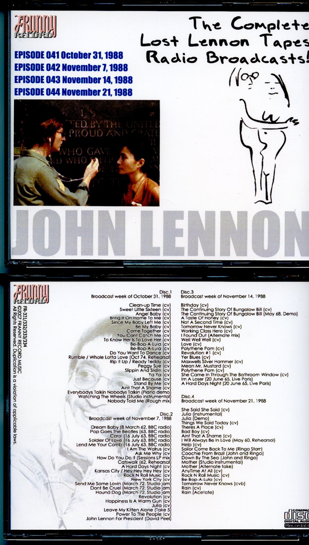 John Lennon - The Complete Lennon Tapes Rdio Broadcasts Vol 1 ( 4 CD SET ) ( Westwood One COMPLETE Radio broadcast 1988 - Episodes 041-042-043-044 )
