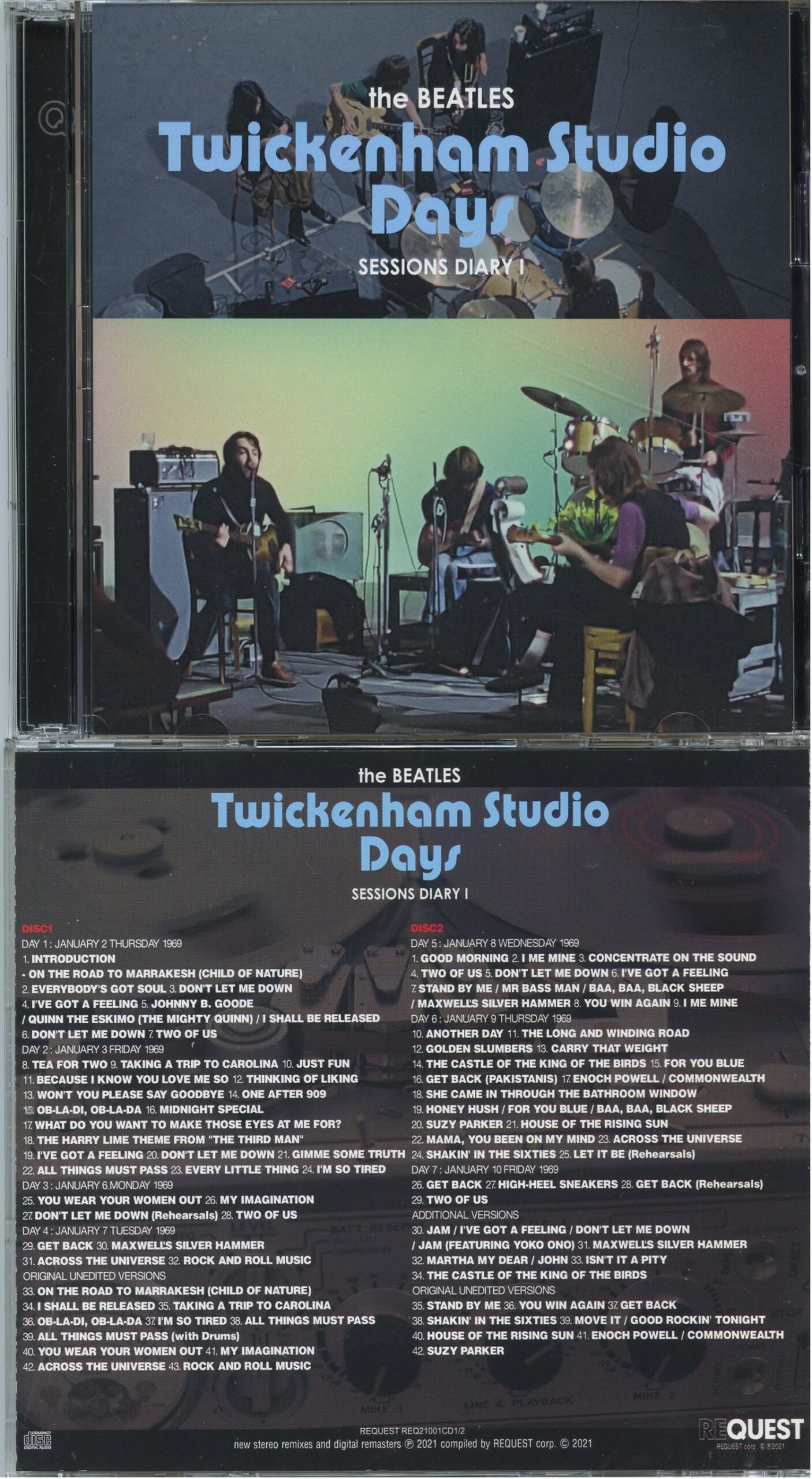 THE BEATLES - Twickenham Studio Days Session Diary 1 ( 2 CD SET ) ( REQUEST ) ( Day 1 Thursday January 2nd to Day 7 Friday January 10th, 1969 )