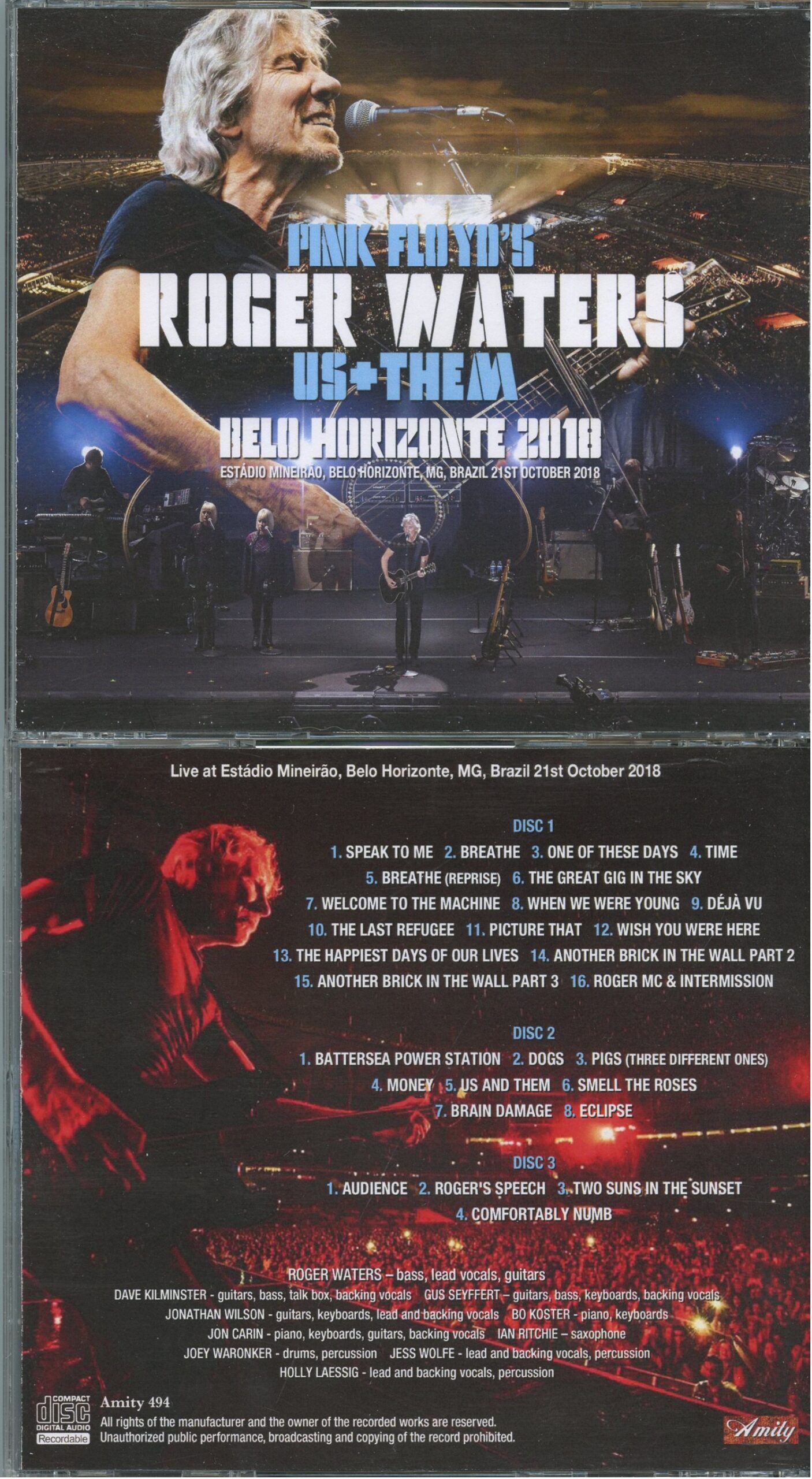 PINK FLOYD Roger Waters - Belo Horizonte 2018 ( 3 CD SET )( Amity ) ( Estadio Mineirão, Belo Horizonte, MG, Brazil, October 21st, 2018 )