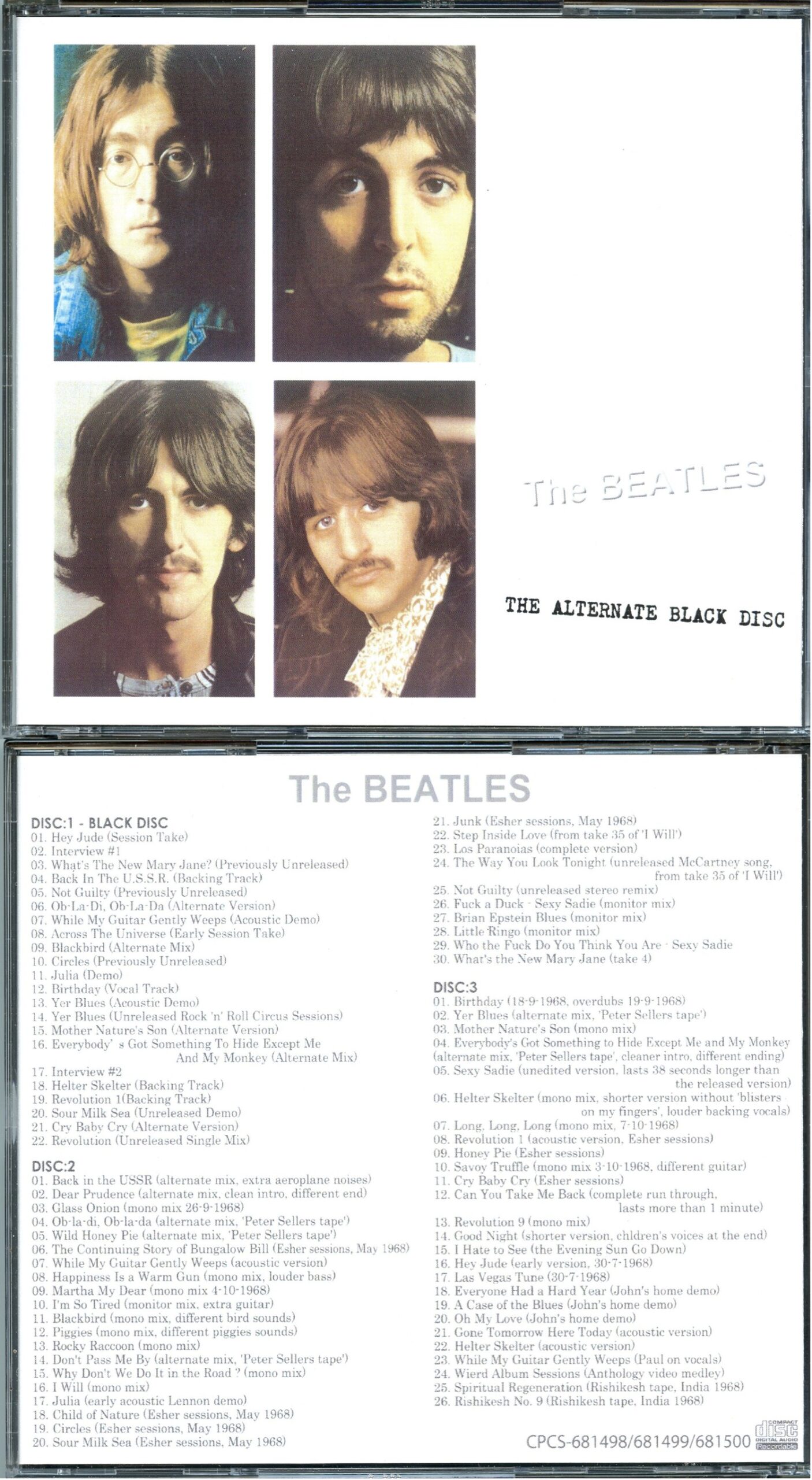 The Beatles - The Alternate Black Disc ( 3 CD SET ) ( CPCS ) ( White Album Recording Sessions, Alt Mixes and Longer Cuts )