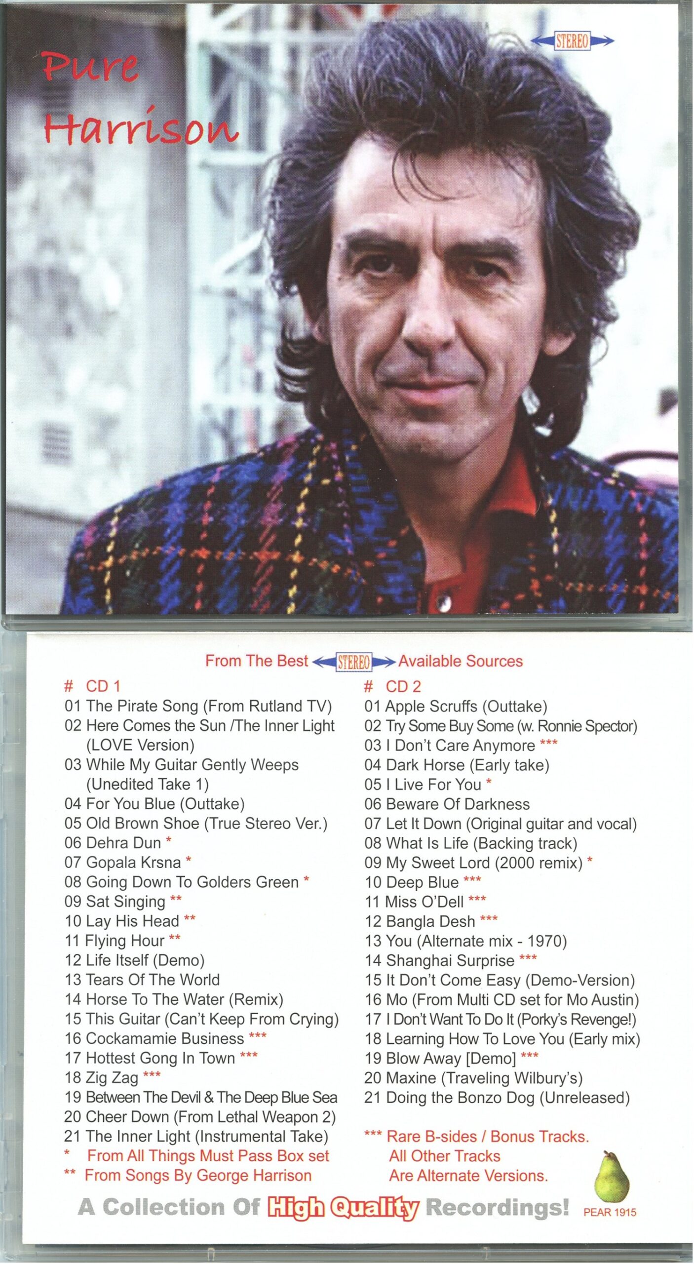 George Harrison - Pure Harrison ( 2 CD SET ) ( PEAR ) ( 42 Really Rare Tracks From The Best Available Sources )