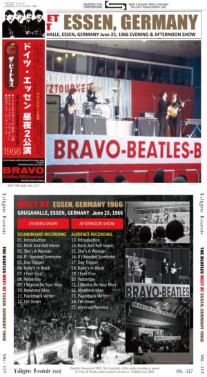 THE BEATLES - Meet at Essen, Germany 1966 ( 1 CD ) ( Valkyrie ) ( Live at Grugahalle, Essen, Germany , June 25th, 1966 )