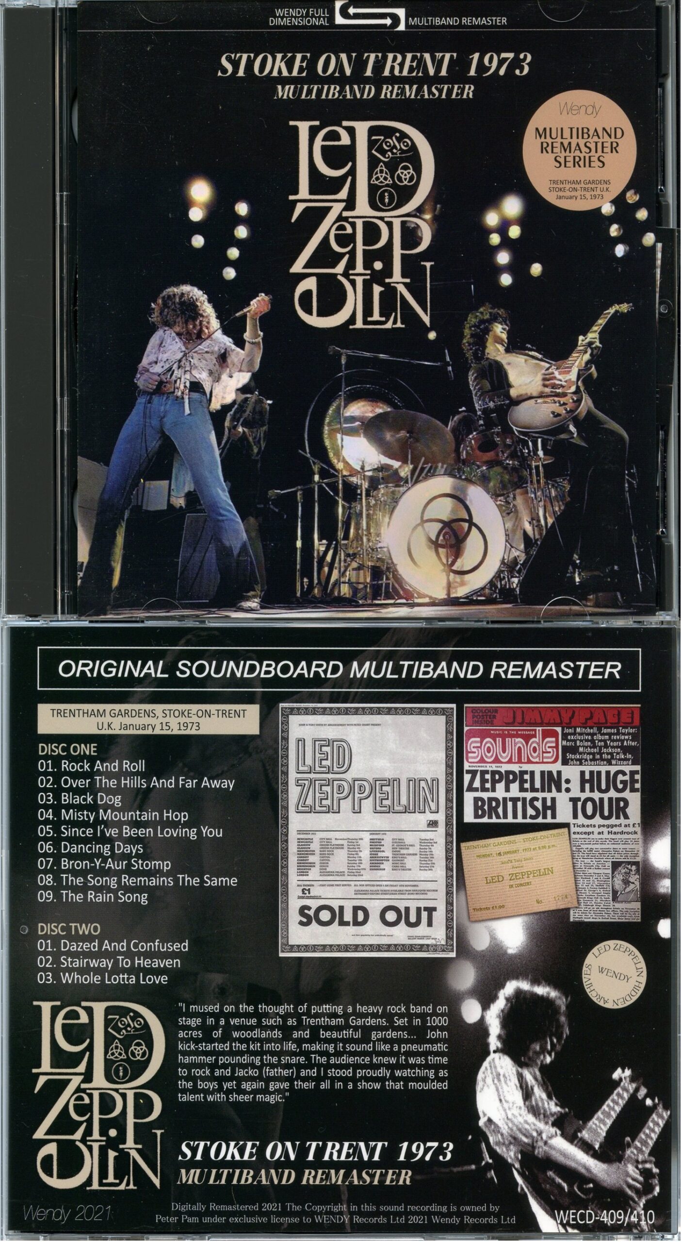 LED ZEPPELIN - Stoke On Trent 1973 Multiband Remaster ( 2 CD ) ( WENDY ) ( Trentham Gardens, Stoke On Trent, UK, January 15th, 1973 )