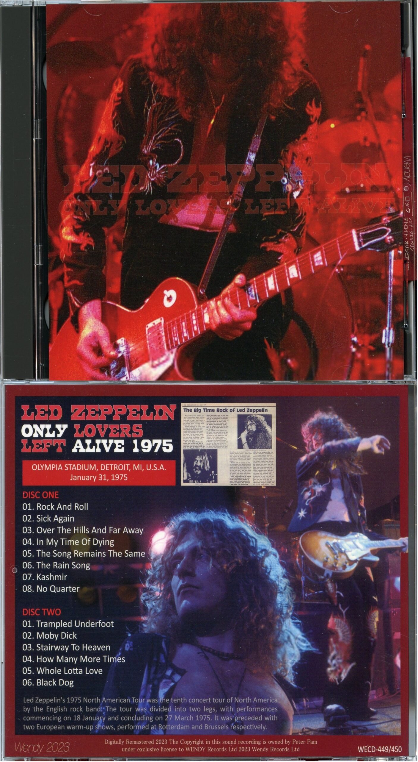 LED ZEPPELIN - Only Lovers Left Alive 1975 ( 2 CD ) ( WENDY ) ( Olympia Stadium, Detroit, MI, USA, January 31st, 1975 )