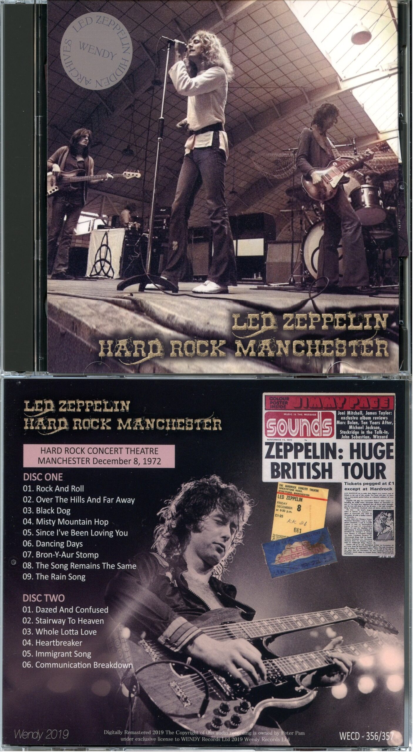LED ZEPPELIN - Hard Rock Manchester ( 2 CD ) ( WENDY ) ( Hard Rock Concert Theatre, Manchester, December 8th, 1972 )